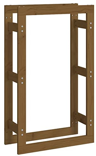ZHOUMIN Kaminholzregal, Holzunterstand, Holzstapelhilfe, Aufbewahrung Holz, Holzregal, Brennholzregal Außen, Kaminholz Aufbewahrung, Honigbraun 60x25x100 cm Massivholz Kiefer
