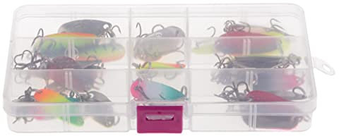 barenx 30 esche da pesca in metallo, con paillettes, rotanti, cucchiai, spigola, trota
