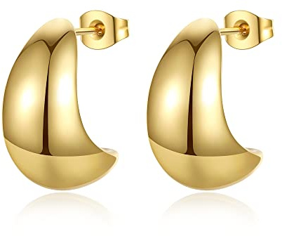 YeGieonr Chunky Ohrringe Dupes für Damen, Leichte Edelstahl Waterdrop Open Hoops, hypoallergene 18K vergoldete Ohrringe Modeschmuck für Frauen und Mädchen