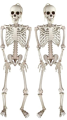 Decoración Halloween Esqueletos Decoración Realista Posable Halloween Esqueleto para Interior y Exterior, Accesorios para Fiestas de Halloween -2pcs-