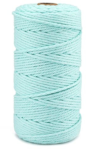 jijAcraft 3MM Macrame Cord, 100M/328ft Light Blue Cotton String Twine for Crafts, Graden String Cotton Rope for DIY Crafts Wall Hanging Plant Hanger Knitting Bundling Wrapping