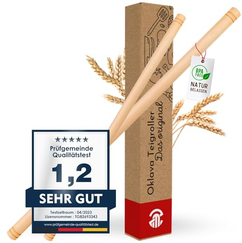 ZETTMANN® Premium Nudelholz Oklava Teigroller türkisches Nudelholz Holz Rollholz Teigrolle als Ausrollstab скалка Dough Roller Rundholz aus Buche ca.2,3cm dick (80 CM & 50CM)
