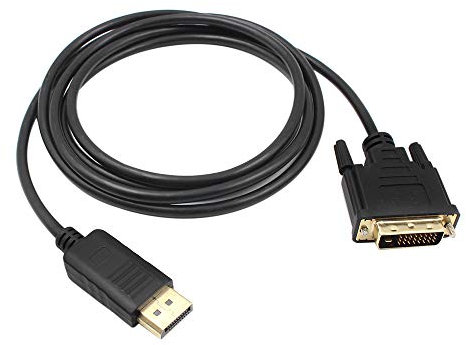 HUIOP Câble DP vers DVI 1,8 m DP vers adaptateur DVI Port d'affichage DisplayPort vers adaptateur de câble DVI Convertisseur mâle à mâle Câble vidéo 1080P pour moniteur projecteur écran noir