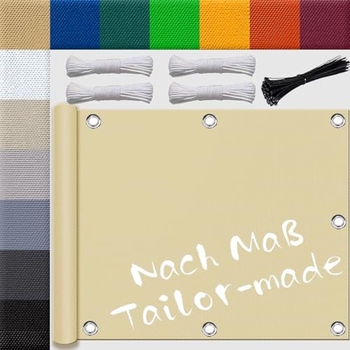 Ufamiluk sonnensegel Balkon terrasse Windschutz groß klein mini Segeltuch wasserdicht balkonverkleidung für Balkon terrasse Schwimmbad überdachung 4x4.4m Beige