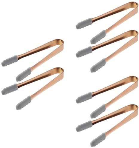 BESTonZON 6 Pièces Pince à Glace Pince à Buffet Pince Pour Seau à Glace Pince à Sucre En Cubes Pinces De Cuisine Ustensiles Pinces à Servir Outils Gril Acier Inoxydable Gel De Silice Serrer