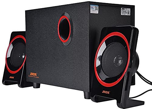 Wooden Computer Speaker, Portable Wood USB 2.1 Wired Speakers HiFi Bass Music Player with Subwoofer, Retro Classic Style Speaker Sound System for Desktop PC, Laptop, DVD