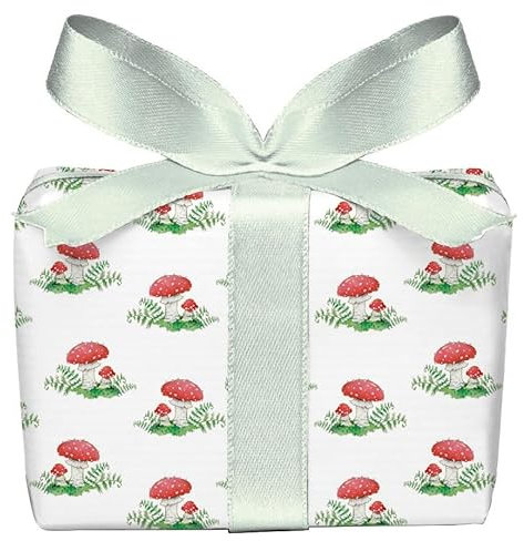 5er Set 5 Bögen Geschenkpapier FLIEGENPILZ Pilz ROT WEIß Glückspilz Ostern Viel Glück Geburtstag Weihnachten Taufe Glückwunsch Geburt Verpackung gedruckt auf PEFC zertifiziertem Papier, 50 x 70 cm
