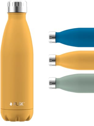 FLSK Trinkflasche – Premium Edelstahl Thermosflasche – 100 % auslaufsicher & kohlensäuregeeignet – hält 24 h kalt & 18 h heiß – BPA-frei (sunrise, 500 ml)