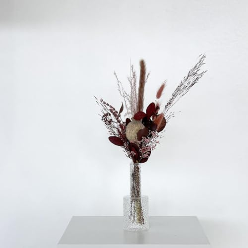 Lykke & You Trockenblumenstrauß klein Bordeaux rosa Pampas Mix Größe 30 cm, Verpackungseinheit 1x, Farbe lila