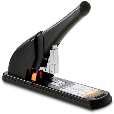 Robuster Hefter, arbeitssparender Desktop-Hefter, mit beweglichem Lineal und Abmeldeschutz für Karten, Heften von 210 Blatt 70-g-Papier, für Büro und Zuhause