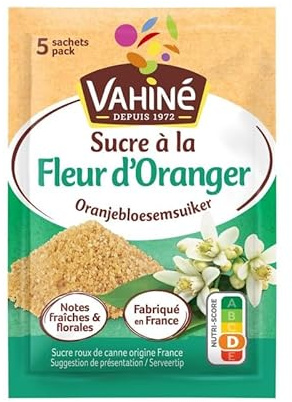 Vahiné Sucre à la Fleur d'Oranger - Touche d'Exotisme Sucré - Sachet de 7.5g - Idéal pour Pâtisseries - Epicerie Fine Française - Le Lot De 4