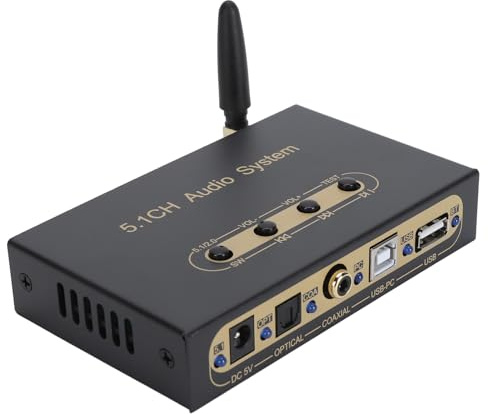 Audio Sound Decoder, 5.1 Kanal Digital Audiosystem ARC Optisch Koaxial Bluetooth Dolby AC3 DTS Dekodierung in Analog für Verstärker oder Aktive Soundgeräte (EU-Stecker)