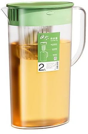 Pichet à eau avec infuseur à fruits, pichet à thé glacé de 2 L avec couvercle et infuseur – Pichet à eau froide, bouilloire à thé glacé, distributeur de boissons pour eau chaude/froide, vaisselle de