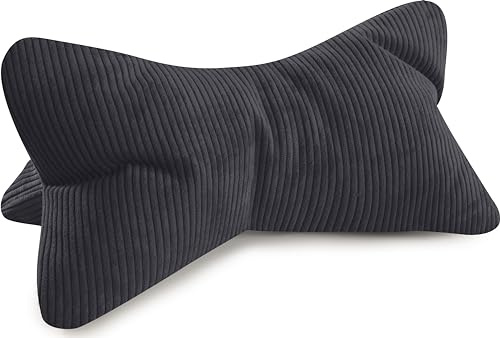 MAGMA Leseknochen INGA, Cord Look, Farbe anthrazit, 42cm x 22cm, ergonomische Form für Nacken- oder Lendenstütze, Flexible Stütze für Bücher, E-Books oder Tablets