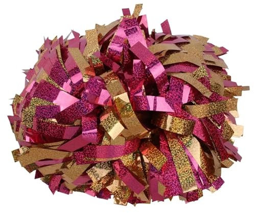 DUNSBY Cheerleader Pompons 2 stücke Cheerleader Pompom Cheerleader Baton Griff Pom Pom Große Hand Dance Pompoms für Sport Cheers(Rose Gold)