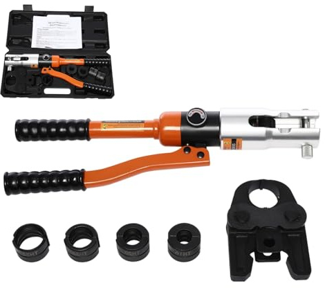 DAOHHFO Profi Presszange, Werkzeugsatz für Hydraulische Pressen Presswerkzeug TH16-TH20-TH26-TH32 Max Quetschkraft 10T mit Druckentlastungsschalter für Verbundrohr mit Fittings der TH