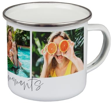 ORWO – 300 ml Emaille-Tasse bedrucken und mit Foto personalisieren | robuste Blechtasse | Emaille-Becher mit Namen | hochwertiger Druck: handmade in Germany (best moments)