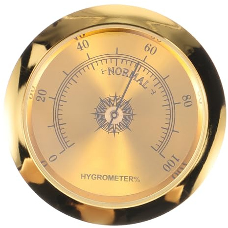 Kleiner Hygrometer für Akustikgitarren und Gitarrenkoffer, Gold | Metallgehäuse, Klare Anzeige, Kompakt und Leicht, Leicht zu Tragen und Verstauen
