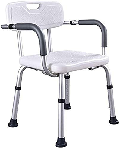 HPTHLY Sedile per Doccia, Sedia per Doccia, sedili per Vasca da Bagno, Resistenti, panche Regolabili in Altezza, con braccioli e Schienale, antisci,(White D1)