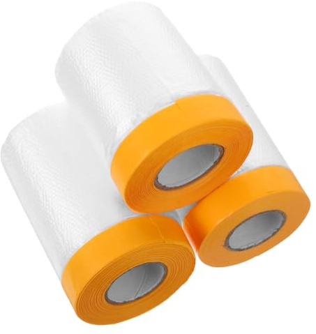 DOITOOL 3rollos Película Protectora Adhesiva Pre-enmascarada Para Pintura De Film Plástico Para Profesionales Cobertura De Muebles y Superficies
