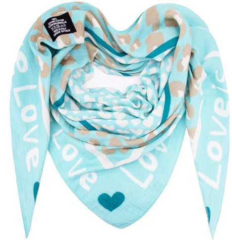 Glamexx24 Damen Schal Love Herz Dreieckschal Baumwolle für Frühling Sommer Herbst und Winter Made in Italy