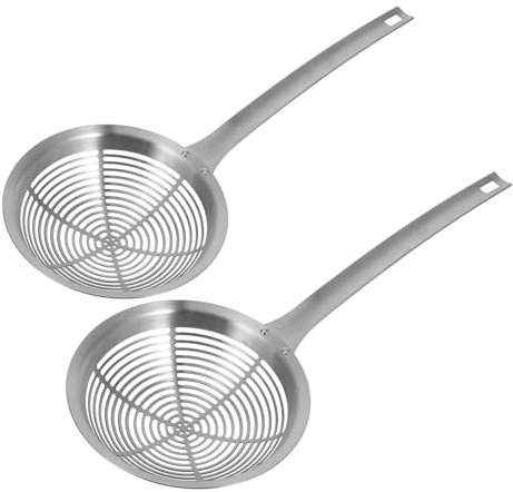 SECFOU Colador De Malla De Acero Inoxidable Con Asa Para Freír Escurrir Pasta y Desespumar Sopas Utensilio De Cocina Multifuncional y Resistente Altas Temperaturas