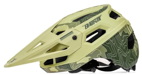 BATFOX Fahrradhelm, Leichter Komfort Mountainbike-Helm Skateboard Helm mit Visier, Atmungsaktiv Helme für Herren Damen Erwachsene Jugend, Verstellbar in der Größe (Grün)