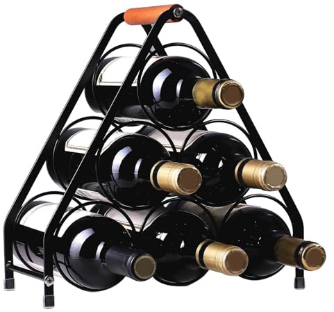 Weinregal Klein Freistehender Edelstahl Flaschenregal 6 Flaschen Metall | Countertop Platzsparend, Modern, Wohnung, Wohnzimmer, Küche, Bar, Geburtstag, Weinkenner