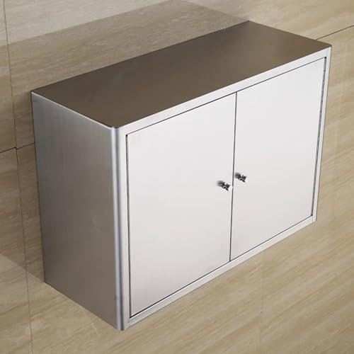 LXBAMKEA Armarios De Pared De Cocina, Acero Inoxidable Doble Puerta Armarios para Sala Baño Balcón Garaje, Utensilios De Cocina Especias Organizador, Armarios De Pared para Baño(100x30x60cm)