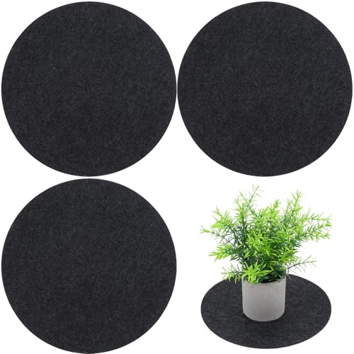 Ymapinc Lot de 3 soucoupes en feutre pour plantes de 25,4 cm, réversibles pour plantes d'intérieur, protection du sol des plantes, dessous de verre gris, économiseurs de surface pour plantes en pot