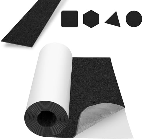 Jaxguom Filz Selbstklebend 50cm x 150cm, 2 Rollen Selbstklebender klebriger Filz Meterware Bezugsstoff Bastefilz Schneiden Sie jede Form für DIY Auto Box Liner, 2.5 mm Stark, Schwarz