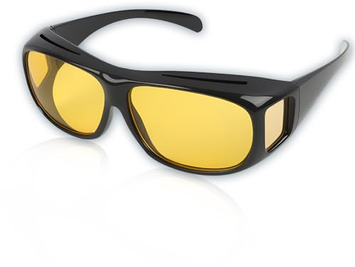 Polarisierte Nachtfahrtbrille Überbrille für Brillenträger, Polarisierte Nachtsichtbrille über normale Brille mit Antireflexbeschichtung, ideal als Überzieh-Sonnenbrille für Autofahrer mit Sehschwäche