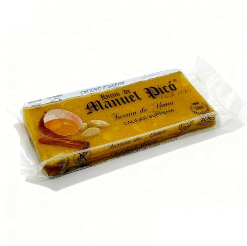 Hijos de Manuel Picó - Turrón de Yema 300g - Maestros Artesanos desde 1770 - Turrón Tradicional Español - Sin Gluten - Hecho en Jijona - Producto Gourmet