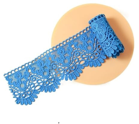 DQZRTUECA Spitzenband, ausgehöhlt, floral, wasserlöslich, 4 Stück, mehrfarbig, 1 Meter(Royal Blue)