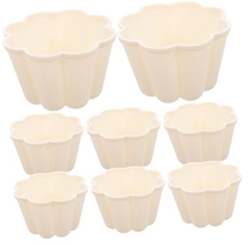 Healifty Milk White Jelly Mold Set, 8pcs Plastic Fruit Jelly Pudding Baking Moulds, Mini Cake and Egg Custard Molds for Dessert and Party Baking