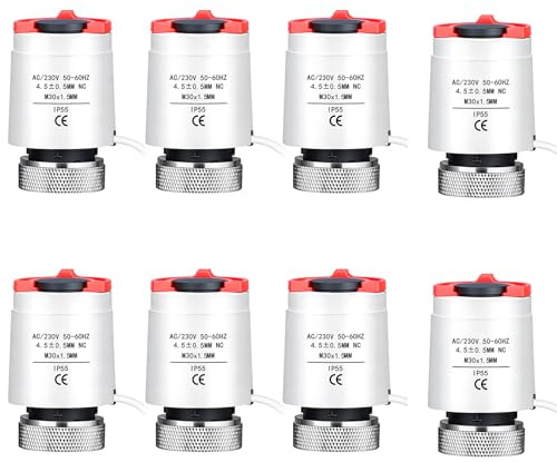 5x Stellantrieb Fussbodenheizung 230v M30x1,5 NC (stromlos geschlossen), Thermischer Stellantrieb Thermoelektrischer Stellmotor, Fußbodenheizung Ventil für Fußbodenheizung Heizkörper (5)
