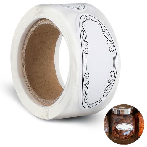 Etiketten Marmeladengläser 150 Stück, Weiß Marmeladen-Etiketten, Einmachglas-Etiketten, 5.7 cm Marmeladenglas Mason Jar Blumenkranz Gewürz Etiketten Aufkleber für Glasgläser, Umschlagverschluss