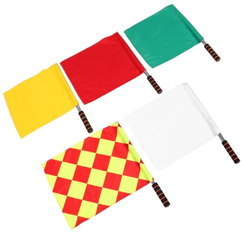 Toyvian 5 Piezas Banderas para Árbitro de Fútbol con de Acero Inoxidable Banderas para Juez de Línea de Voleibol y Carreras Kit Resistente y Ligero para Partidos Deportivos al Aire