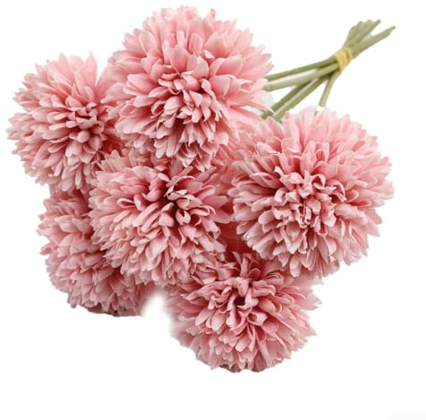 Gettimore Ramo de hortensias artificiales de crisantemo, 6 unidades, seda y plástico, para decoración de habitaciones, centros de mesa, bodas, fiestas