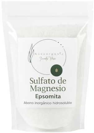 Sulfato de Magnesio Epsomita Grado Agrícola – Fertilizante para Jardinería y Agricultura | Mejora Crecimiento, Floración y Verde Intenso | Alta Solubilidad – Para Huertos, Césped y Plantas | 1 kg