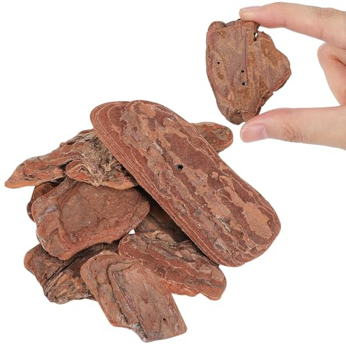 Milisten Matériaux D’aménagement Paysager pour Terrarium à Tortues, Écorce de Pin Naturelle Polie, 8-10 Cm, Décor Tropical pour Boîte à Reptiles Adultes et Jeunes, 500 G