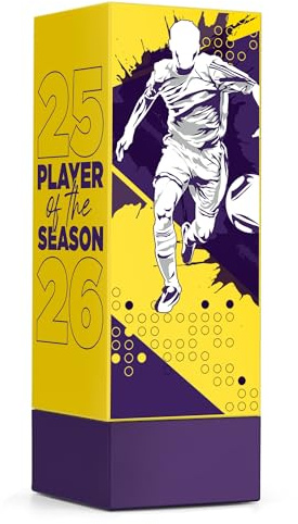 TROPHIESPLUSMEDALS Geo Vision Football Award, 17cm, 15 Stickers | Weighted plastic block-style football trophy with 15 sport stickers, ideal for school sports days and club tournaments.