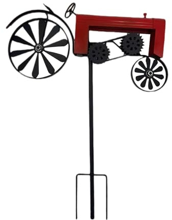 Handmade Iron Tractors Windwheel Spinner Decorative Yard Art Craft Ground Stake for Outdoor Garden and Farmhouses Metal Windmill Garden Ornament