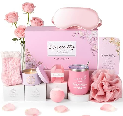 Luxus Geschenke für Frauen - Geschenkset Frauen Wellness & Selfcare Box mit Duftkerze, Seife, Augenmaske - Geschenkidee für Freundin, Mama, Schwester (Geburtstag, Weihnachten, Valentinstag)