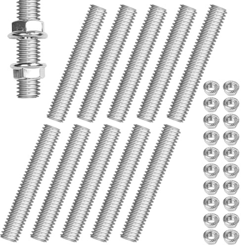 NETFLO Lot de 10 tiges filetées M10 M10 x 100 mm - Équipé de 20 écrous à bride - Tige filetée - Pour le montage en machine et la construction de meubles