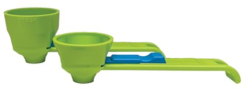 Slide Scoop Original Messlöffel + Trichter, keine Verschüttungsvorbereitung von Proteinpulver, Baby-Formel und Kcup-Nachfüllung, ohne Verschütten – Set mit 1 und 2 Esslöffeln