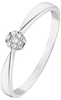CHRIST Damen-Damenring 375er Weißgold 7 Diamant 54, Weiß 32004580