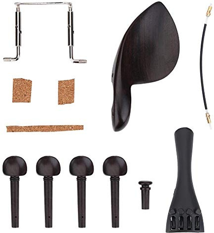 1 Satz Ebenholz Violine Teile Set 4/4 Violinbeschläge Set mit Saitenhalter Endpin Stimmwirbel Kinnhalter Schwanz Darm Violinstimmen Zubehör Kit
