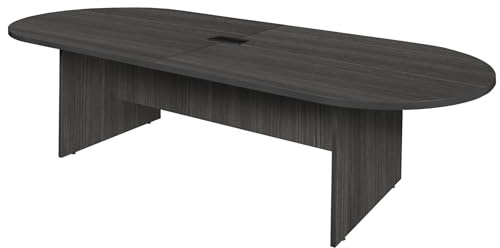 Regency Legacy 10 ft Racetrack Laminate Conference Table with 1 Charging Port, Durable Construction, Scratch-Resistant Surface, and Modern Design for Professional Office Workspaces - Ash Grey