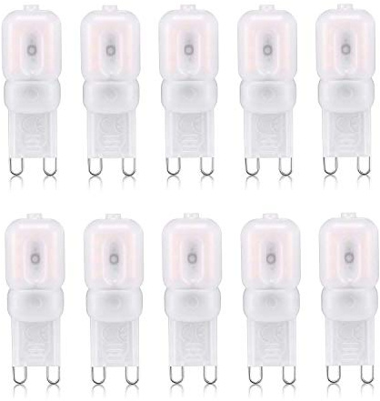 G9 LED-Lampen 3W Energiesparlampen mit mattierter Kunststoffabdeckung, weiches 3000K warmweißes Licht, 30W Halogenlampe ersetzen, 300 Lumen, 360 ° Abstrahlwinkel, AC 220V, nicht dimmbar, 10er-Pack